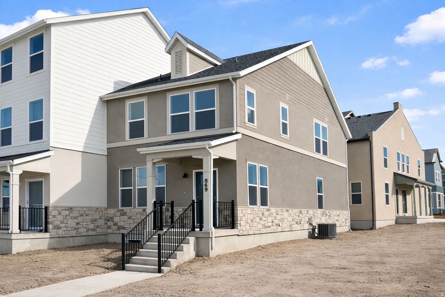 Take advantage of buyer incentives available with the purchase of a new Destination Homes townhome at Beacon Pointe in Saratoga Springs. Buyers who use preferred lender First Colony Mortgage may also qualify for additional lender incentives that can be applied toward interest rate buydowns and closing costs. This home may also qualify for up to $20,000 in down payment assistance through Utah Housing programs available to eligible first-time homebuyers. Incentives, financing programs, rates, and terms are subject to lender approval, buyer qualification, and program availability. Contact listing agent and lender for complete details. The Ember floor plan offers approximately 2,100 sq. ft. with 3 bedrooms, 2 bathrooms, a 2-car garage, and an unfinished basement with future expansion potential. The open-concept main level features a modern kitchen with quartz countertops, stainless steel appliances, a large island, and spacious dining and family room areas designed for both everyday living and entertaining. Upstairs includes a spacious primary suite, two additional bedrooms, a versatile loft, and convenient laundry space. Enjoy low-maintenance living with HOA amenities that include high-speed fiber internet, exterior landscaping, snow removal, a pool, pickleball courts, parks, playgrounds, and scenic walking trails. Conveniently located near Utah Lake, shopping, dining, major commuter routes, and the Silicon Slopes employment corridor. Community is located near the Saratoga Springs Temple area. Photos may include staged or similar homes. Actual features, finishes, floorplans, elevations, square footage, pricing, incentives, and options may vary without notice.
