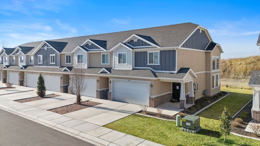 *Open House Saturday Feb 21 from 12-3Pm*END UNITS GO FAST*Welcome to this beautifully designed 2022 end-row townhome located in a desirable Orem community. As an end unit, this home offers added privacy, extra windows, and abundant natural light throughout. The open-concept main level features a spacious living area that flows seamlessly into the kitchen and dining space-perfect for both everyday living and entertaining.  The kitchen is thoughtfully designed with modern finishes, ample cabinetry, and generous counter space. Upstairs, you'll find well-sized bedrooms, including a comfortable primary suite with a private bath and walk-in closet. Additional bedrooms provide flexibility for guests, a home office, or roommates. The layout is efficient and functional, maximizing space at every turn.  This newer townhome offers low-maintenance living while still feeling like a standalone home thanks to its end-row positioning. Relax and re-juvinate in the neighborhood community fenced pool, pavillion, gym and dog park .Conveniently located near shopping, dining, parks, schools, UVU, BYU,Provo Canyon, and quick freeway access, making commuting and recreation easy. Whether you're looking for a primary residence or a smart investment, this move-in-ready end unit is a rare opportunity in the Orem market.Buyer to verify all information
