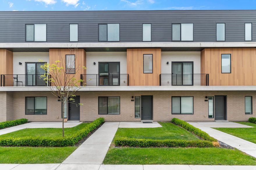 Charming Modern Townhome! LOCATION! Nestled in a residential neighborhood, but conveniently close to restaurants, shopping, minutes from Farmington Station and freeway access! Featuring modern exterior styles, this home is filled with light and contemporary touches. Open-concept Kitchen and Family room includes kitchen with Gas Range, Quartz Countertops, elegant two tone colors that blend together perfectly, and a balcony perfect for relaxing and mountain views. Primary suite features a double sink and second bathroom is ensuite. Well maintained landscaping and Pickleball courts to enjoy! Low HOA. Don't miss out!