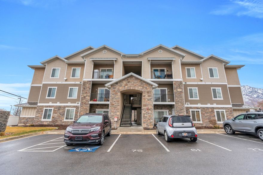 LOCATION, UTILITY, BEAUTY! Welcome to THE ONLY ACTIVE CONDO LISTING IN SANTAQUIN. This 3 bedroom, 2 bathroom, 1,225 sq ft condo in the heart of Santaquin has it all! Lets start with.. LOCATION: we sit just a block from Centennial Park and Santaquin Elementary! Revere Medical is downstairs for convenience and peace of mind, as well as a new hair salon going in soon! Not only are we just 2-3 minutes from the I-15, but we're also just a block from Santaquin Main Street with its many restaurants and cafe's, such as the legendary Santa Queen, Wild Thistle, Mosida Market, Yu Kitchen, and Maraca's Mexican Grill! Next.. UTILITY: this unit's open, intuitive layout makes the best use of the 1,225 sq ft. You're greeted with a well-lit living room and a kitchen with a great amount of cabinets as well as a large pantry. The deck also includes exterior storage. The 3 bedrooms are good sizes, as well as an actual laundry room instead of a laundry closet- which condos tend to have. There is also extra storage in the laundry room and the primary has a walk-in closet! Last, but not least.. BEAUTY: you can tell right when you walk through the door and by the way this home has been decorated that it has been well-maintained and cared for with pride, while also being upgraded with fixtures and lighting throughout. Because it was built in 2019, you also get all the modern colors and flooring you hope to see in a newer home! Be sure to check out the deck where you have rare, unobstructed views of Wasatch Mountain Range! All in all, this home has so many positive qualities and attractive features that it won't last long. Please, stop by and become Centennial Park Condo's proudest new owner!