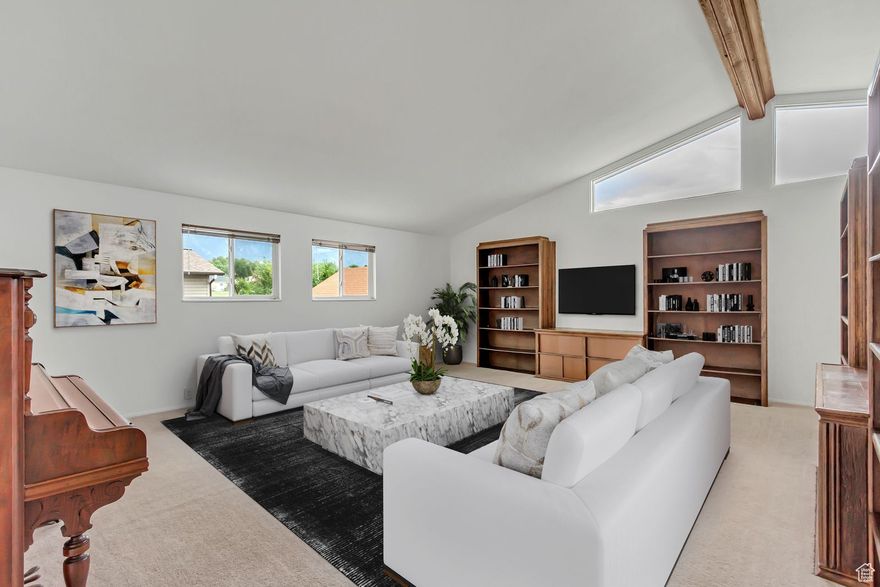 3375  square feet in the heart of Sandy.  Price Improvement. (192 per sq ft) So many possibilities on the way you will use this space. A perfect blend of some updates, while keeping the integrity of the vintage 70's vibe. 3 family rooms. All new stainless appliances. Bathrooms received a beautiful face lift and refresh. Home has Some new plumbing, paint, carpet, fixtures, lighting, vents, baseboards. The large family room and dining area has vaulted ceilings and beam. The primary bedroom upstairs was 2 bedrooms at one time, but, has been converted into a larger primary with large walk-in closest. It could be easy converted back into a 2 bedroom if new buyers need an extra bedroom upstairs. This home has 3 well-appointed bedrooms downstairs. A fun retro dry bar in basement for entertaining. 400+ sq ft Bonus room over the garage is an unexpected surprise. Could be used as a playroom, man cave, craft room, home schooling, office, theater/media room, a blank canvas for anything you can imagine. Exterior has new lighting newly painted garage doors, a shed, fenced yard, newly painted deck. Nice yard to entertain. Room for a garden and you will love the extra-long RV pad. The roof and windows were replaced 2013. Furnace is 5 years old. The home has a newer instant hot water tank. Built-in shelving in garage. Plenty of storage. This home is centrally located, close to schools, stores, shopping, restaurants. The owners have loved this home and neighborhood for over 50 years. Furniture can be negotiated on a separate bill of sale. Easy to show! Please wear shoe covers provided. Square footage figures are provided as a courtesy estimate only and were obtained from County records and Sellers. The Buyer is advised to obtain an independent measurement and verify all information herein. New finished bonus room is not listed on county records.