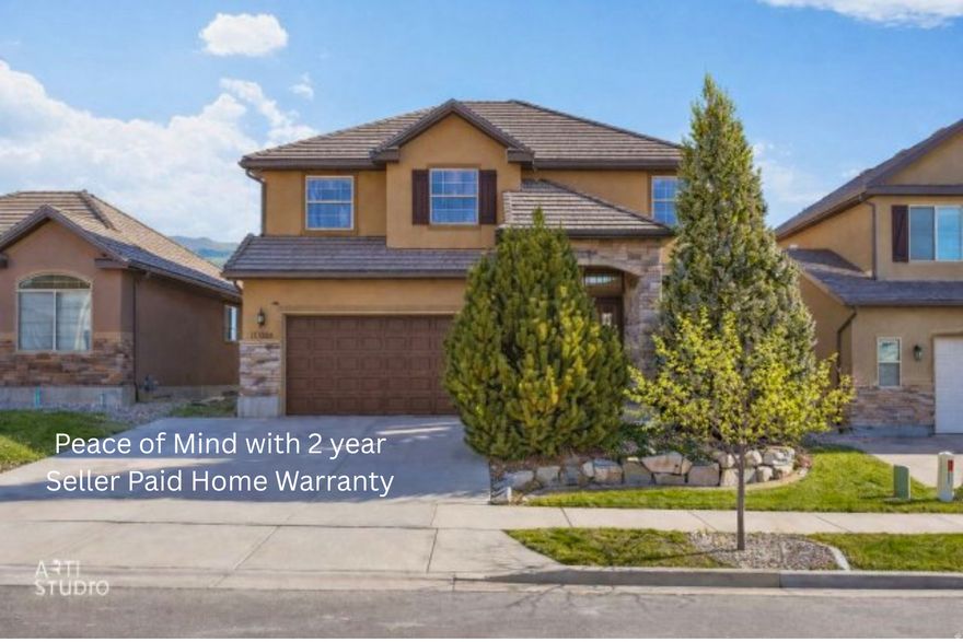 Quiet, elevated living above the inversion in Draper's SunCrest (Utah County side), with the fantastic HOA offerings (swimming pool with slide and lazy river, modern gym facilities, club house and community events), offering panoramic mountain views, blue-sky days, and a peaceful alpine feel just minutes from grocery stores, restaurants and Silicon Slopes. This move-in ready home features a durable 50-year tile roof, new LVP flooring throughout, and a fully landscaped, fenced yard with a Trex deck; perfect for relaxing or entertaining.  The unfinished basement offers room to grow and build equity, already plumbed for a fourth bathroom. Enjoy a true outdoor lifestyle with direct access to Corner Canyon's extensive trail system for hiking, biking, and open space off-leash dog areas. Home is currently covered and protected with a Fidelity National Home Warranty. Warranty will be transferred to the buyer for a period of TWO years for added peace of mind. View video here: https://video.helloarti.com/video/87460.mp4  Square footage figures are provided as a courtesy estimate only and were obtained from County Records; buyer is advised to obtain an independent measurement.