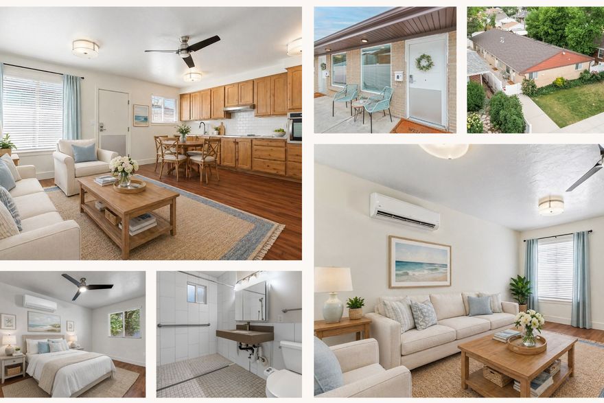 $5,276/month or $63,312/year gross rent! Turnkey fourplex with no vacancy in the heart of South Salt Lake. Solid brick, side by side units fully updated with modern kitchens w/stainless steel appliances, updated bathrooms, durable flooring, and in unit laundry with front loading washer/dryer included. Each unit features 2 efficient ductless mini split heat pump systems for year round heating and cooling. Extensive updates include new: roof, windows, kitchens, baths, countertops, tile, plumbing, electrical, water heaters, asphalt, concrete, and appliances, plus a beautiful white vinyl fence in excellent condition for added privacy and curb appeal. Thoughtfully renovated with accessibility in mind, including ADA-friendly bathroom/kitchen/laundry layouts, single-level living + no step entry. Tenants enjoy off street parking, private locking storage sheds, and additional street parking. Strong rental history with no missed payments and additional upside through optional storage, parking, or pet rent. Prime location near downtown, freeways, TRAX, SLCC, and the University of Utah, tucked into a quiet residential pocket surrounded by well kept single family homes. Clean, low maintenance, and easy to manage investment with immediate cash flow.