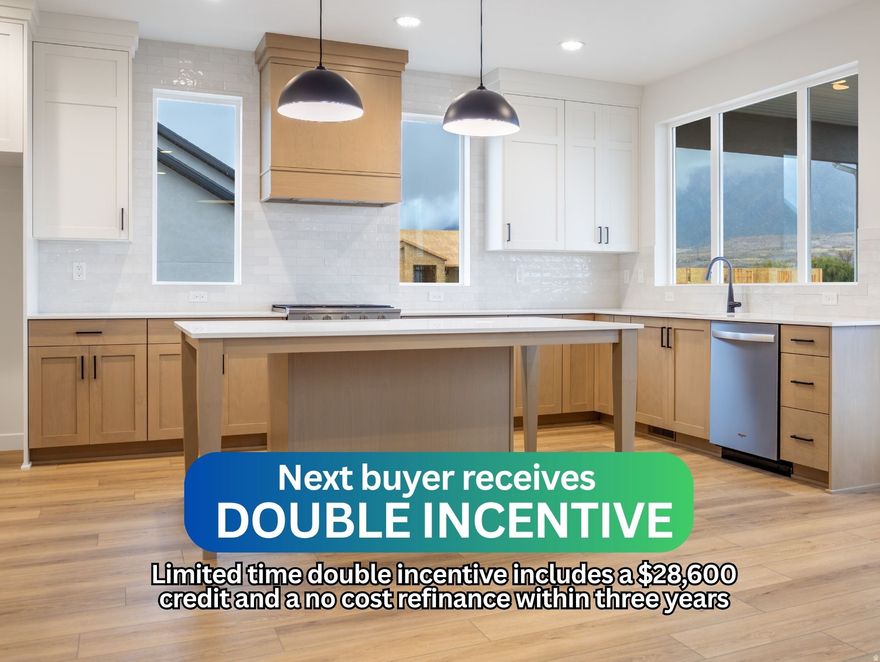 ***LIMITED DOUBLE INCENTIVE*** Thoughtfully designed, brand new, FINISHED BASEMENT rambler featuring 6 beds, 3 baths, and a spacious 3-car garage-with style to last for decades! The bright, beautiful kitchen opens to a covered deck with mountain views and a large backyard. Home includes COMPLETED front landscaping, RV parking, and front fencing. Come make it yours today! ***Limited promo includes a $28,600 credit and a no cost refinance within three years with use of our preferred lender to the next buyer***  Square footage figures are provided as a courtesy estimate only and were obtained from building plans. Buyer is advised to obtain an independent measurement.