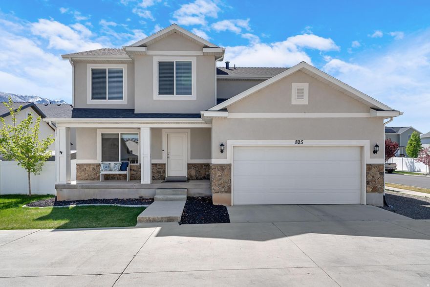 Don't miss this beautifully maintained single family home, in charming Santaquin. The main floor is open and bright, featuring a formal living room, family room, semi-formal dining, kitchen, and a half bathroom to keep guests from needing to go into your private space on the 2nd floor. The 2nd floor features a spacious primary bedroom suite, 3 well sized additional bedrooms, another full bathroom, and conveniently located laundry room. With lovely laminate flooring throughout the main floor, granite counters throughout the entire home, thoughtfully finished accent walls, and a beautifully installed fireplace, this home is move-in-and-never-leave ready. With a generous unfinished basement, you've got room to grow, too. A fully fenced back yard, complete with included outdoor furniture and shed, you're ready to enjoy the nicest weather Utah has to offer. The best part is the location. Santaquin is still small enough and far enough away from the hustle and bustle that you get the peace and quiet you're wanting, but not THAT far away: 20 min to Costco, Target, restaurants, etc.