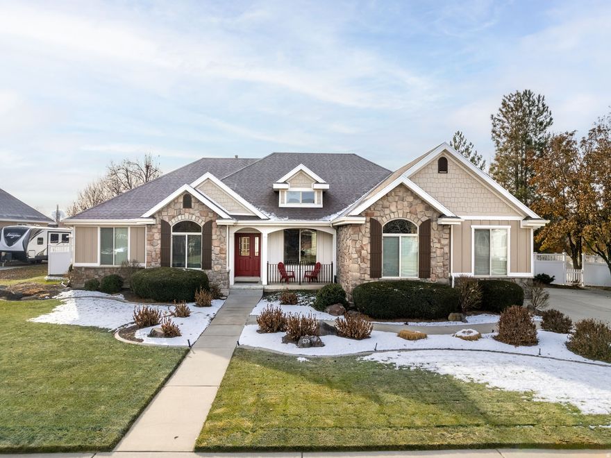 This meticulous Highland home on a huge lot is what you've been waiting for! Every maintenance detail has been scrutinized and in move-in pristine condition. Nestled in a quiet cul-de-sac just blocks from an elementary school and paved, miles-long trail system. This beautiful home offers a unique dual-living layout with full master suites and kitchens on both levels, providing extra space to spread out, multi-generational living, or a private entry short/long-term rental. The property opens up to a sprawling, fenced backyard shaded by mature trees, offering enough acreage for horses, future pool, playground, garden and future sports courts. Centrally located between two metropolitan hubs, yet tucked away in suburban peace--a home of this caliber and utility will go fast. New roof, EV charging, furnace, A/C and water heaters within the last 5 years.  Both a single and double garage, for a total of 1099 sf parking and storage space.  Square footage figures are provided as a courtesy estimate only and were obtained from County Records.  Buyer is advised to obtain an independent measurement.   Property is officially zoned for Mt Ridge Junior High and American Fork High School boundaries. Historically, families have been allowed choice of additional schools of American Fork Junior High, Lone Peak High or Skyridge High. Alpine School District is breaking into 3 different districts. Buyer to verify actual school boundaries and limitations on open boundary historical options.