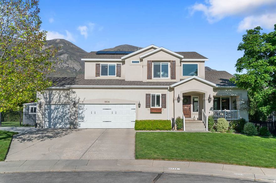Well Maintained & Upgraded Home Sweet Home Ready for You! Nestled in a cul-de-sac in desirable Cedar Hills, Utah, this beautifully updated 6-bedroom, 3.5-bath home offers the perfect blend of comfort, technology, and outdoor living - all with breathtaking mountain views and a highly sought-after west-facing orientation. Surrounded by parks and scenic walking trails, this location truly offers the best of both convenience and tranquility. Inside, you'll love the spacious open layout with the kitchen featuring a custom oversized granite island, custom glass cabinets, and hardwood floors. The custom-built gas fireplace adds warmth and character, while the basement is wired for theater surround sound and projector setup, plus already plumbed for a future kitchenette. The kitchen and living spaces flow seamlessly to the outdoor Trex deck and beautifully landscaped backyard, creating the ideal setup for entertaining or relaxing at home. This home has been meticulously maintained and extensively upgraded, including new HVAC (2022), relayered roof (2019), new windows, new water heater (2022), whole-home humidifier (2025), and radon mitigation system. Tech-savvy buyers will appreciate the smart home features including smart sprinkler system, smart locks, Nest camera system, Nest smart smoke/CO2 detectors, MyQ garage door opener, and fiber internet. The oversized 3-car garage is finished with fresh paint, epoxy floors, EV charger wiring, and new garage doors, while the extended driveway provides plenty of additional parking. Outside, enjoy a fully fenced private yard complete with mature privacy hedges, apple and peach trees, garden boxes, a flagstaff fire pit area, and a Tuff Shed for extra storage. With over 3,500 square feet of living space on a generous .24 acre  lot, this exceptional Cedar Hills home combines modern upgrades, incredible functionality, and an unbeatable setting you'll love coming home to. Be sure to view the 3D virtual tour!