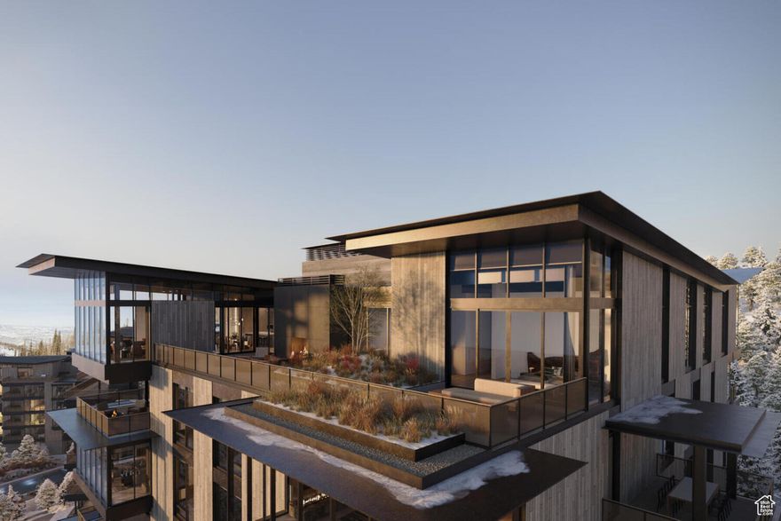 When they say they saved the best for last, this is what they're talking about. Sommt Blanc includes three alpine lodges comprising 49 luxury Residences and Penthouses located on the last, best, ski-in/ski-out parcel in Empire Pass at Deer Valley Resort. World-renowned architect Tom Kundig of Olson Kundig has created a jaw-dropping signature design featuring butterfly roof lines, cantilevered structures, single-level living, expansive outdoor spaces, floor-to-ceiling windows, and modern mountain design. With through-building unit design, every residence enjoys breathtaking views. Sommt Blanc features an extensive list of amenities and services that includes an arrival lobby and fireside lounge with a concierge desk, valet parking, an onsite restaurant & bar with ski beach patio, slope-side pool & patio with multiple hot tubs, and outdoor gathering spaces, pool locker rooms with saunas, spa treatment rooms, fitness center, yoga studio, a bowling alley with caf and game room, executive boardroom, spacious ski locker room, ski valet service, aprs-ski lounge with expansive outdoor patio, children's activity playroom, golf simulators, speakeasy styled owner's lounge, and designated underground parking in each building featuring adjacent oversized storage units with each owner space ready for an electric car charger installation. Penthouse C801 is one of only five premiere penthouse units at Sommet Blanc. This single-level luxury home comprises the entire eighth floor and includes multiple expansive outdoor spaces with a built-in fire pit, outdoor BBQ, hot tub, and sauna. The sought-after location boasts stunning ridgeline views of Lady Morgan, distant snow-capped peaks to the north, and the Lucky Jack ski trail and meadow below. C801 features five bedrooms, six bathrooms, and a second family room. Finishes include floor-to-ceiling windows, wood floors, wood ceilings, wool carpet, custom cabinets and built-ins, natural stone countertops and backsplash, Dacor contemporary appliances, Dornbracht fixtures, Sun Valley Bronze hardware, wine storage, automated Lutron shades, and two Tom Kundig signature design fireplaces.