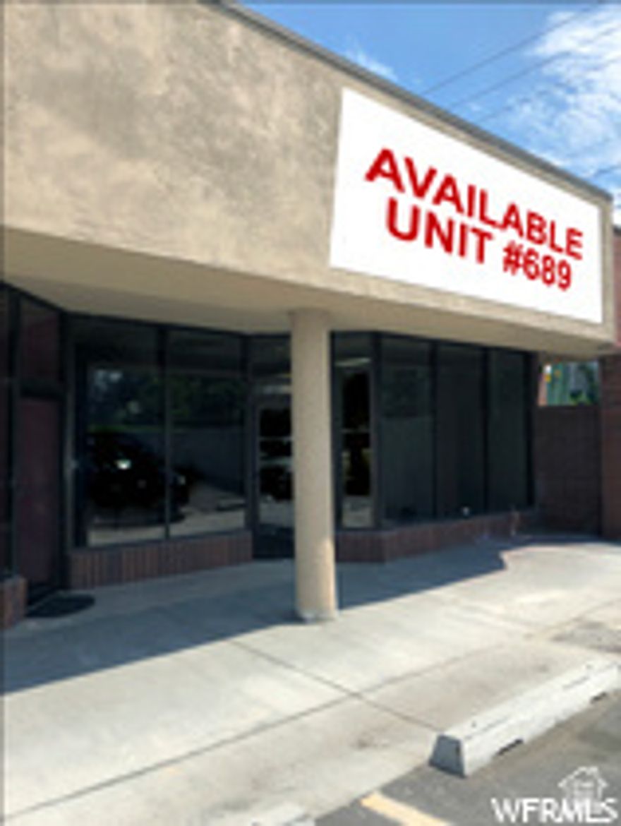 Great shopping center with Smith's as an anchor tenant.  Conveniently located just off 5300 S and I-15.  On site property manager.  Available:  Office Use #303 (1,690 SF), & #202 (2,961) SF. Retail Use:  #689 (1,630 SF), #671 (3,500 SF Available to be finished to Vanilla Shell condition upon lease signing).