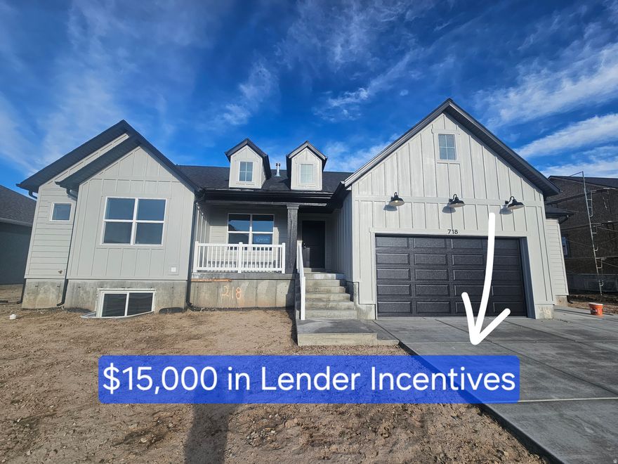 Stop looking-this is the one. This stunning farmhouse-style home captures breathtaking mountain views and offers an ADU-style basement kitchen perfect for a mother-in-law, rental, or extra entertaining space. Four bathrooms give everyone their own space, while the open great room, covered patio, and huge garage with basement entrance complete the package. ASK ABOUT LENDER INCENTIVE!