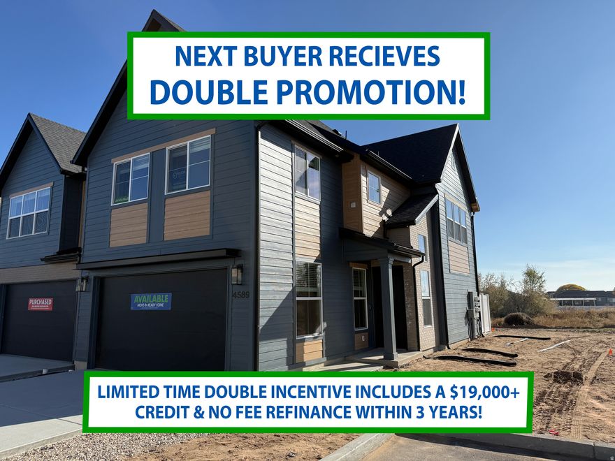 Offering $10,500+ incentive with our preferred lenders!! This fantastic, JUST completed end-unit townhome is loaded with thoughtful upgrades! You'll love the open, private feel with no neighbors directly behind, plus a bright and inviting layout that's hard to find in similar homes. The kitchen is roomy with great storage, butler's pantry, stainless steel hood and upstairs you'll find three comfortable bedrooms, 2 baths, and a primary suite with large closet. The oversized concrete patio is perfect for private outdoor dining or just relaxing. Smart-home perks are already in place, including a Ring doorbell, keyless entry, Nest thermostat, and integrated Echo system. And the community really sets the stage: miles of walking trails, multiple parks, generous open space, picnic areas, pickleball courts, a dog park, and even a fishing pond. Lawn care and snow removal are taken care of, so you can simply enjoy where you live. If you've been searching for a townhome that truly checks every box, this one is a must-see!