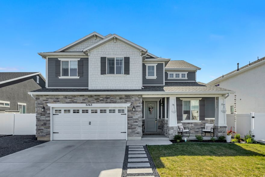 NO SHOWINGS UNTIL THE OPEN HOUSE! This stunning 5-bedroom, 3-bathroom home offers 3,006 sq. ft. of beautifully upgraded living space on a professionally landscaped .13-acre lot. Built in 2022, this highly sought-after Woodside Homes Hampton Estates floor plan combines modern design with comfort and functionality throughout.  The main level features an open-concept layout with 9-foot ceilings, a spacious great room, and a gorgeous fireplace complete with a custom mantle, built-in cabinets, and shelving. Automated blinds on the main level add both convenience and a modern touch. The kitchen is truly the heart of the home, featuring quartz countertops, a stylish backsplash, ceiling-height cabinetry, and an oversized island perfect for meal prep, entertaining, and gathering with family and friends.  Upstairs, you'll find a versatile loft space along with four bedrooms, including an upgraded primary suite with a beautifully designed bathroom. Step outside to enjoy the large covered patio overlooking the fully fenced and landscaped backyard - the perfect space for relaxing or entertaining year-round.