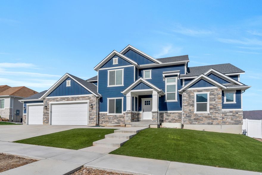Great views and a quiet neighborhood. Basement apartment with off-street parking. Open floor plan with vaulted ceilings, large bedrooms, and loads of storage. Pickleball and basketball court, Hot tub included, gas-plumed patio, and long RV pad to the side of the house. Extended 3-car garage. Garden boxes. Buyer to verfy all.