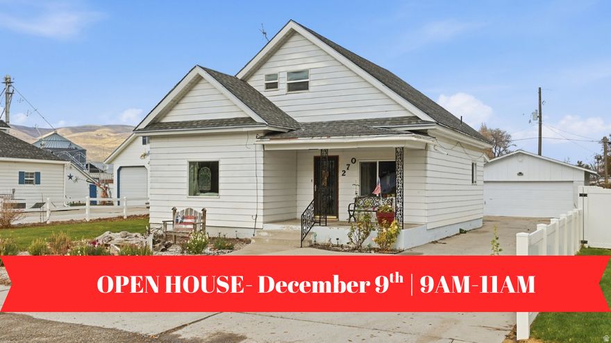 Adorable twostory home in the heart of Garland! Conveniently located close to schools and supermarkets, this charming property sits on a 0.25-acre lot with a detached oversized 2-car garage/shop, a spacious driveway perfect for RV parking, a large garden area with various berry bushes and a nectarine tree, and a well-cared-for partially fenced yard. Enjoy relaxing on the big covered front porch during warm summer days. Step inside to find original hardwood floors, spacious bedrooms, and a functional layout featuring 4 bedrooms, 1.5 bathrooms, main-level laundry, and a large back room ideal for storage, hobbies, or gatherings. Recent updates include a newer furnace, water heater, windows, metal roof, and carpet, making this a solid and move-in-ready home for any buyer! Buyer to verify all information and upstairs sq footage was an estimate. Don't miss this opportunity!