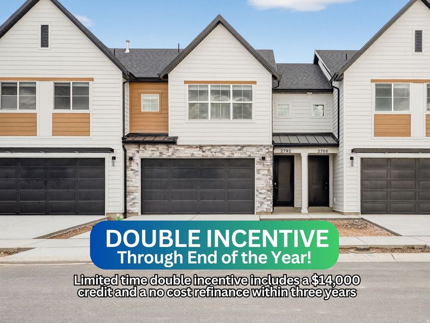 Striking new townhomes in Plain City's newest and most amazing community, JDC Ranch! Built with industry leading quality, inside and out, and world-class design, these townhomes are raising the bar. Come see the large kitchens, oversized garages, room to entertain, massive primary suite/closet/bathroom, roomy bedrooms, and abundant storage throughout. ***LIMITED TIME $14,000 incentive with use of preferred lender. Includes a no-cost refinance within three years*** Square footage figures are provided as a courtesy estimate only and were obtained from building plans. Buyer is advised to obtain an independent measurement.