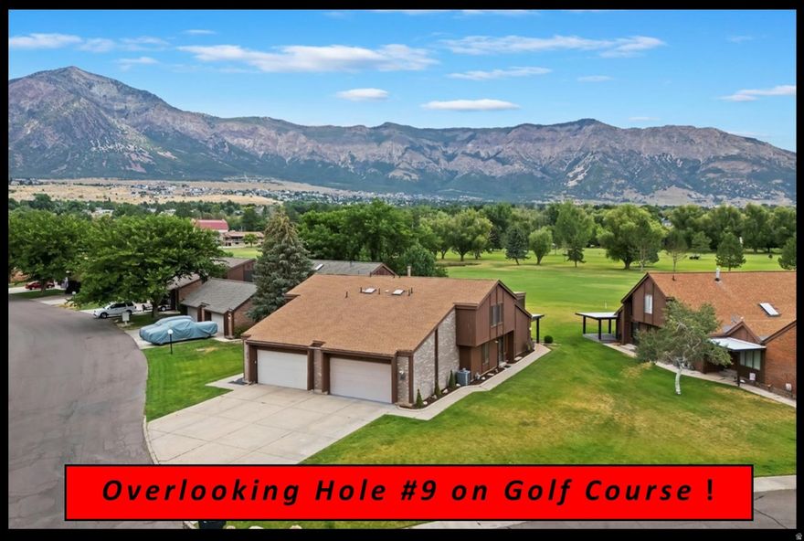 Enjoy resort-style living on the Barn Golf Course in Pleasant View - this light-filled condo overlooks the fairway and offers direct access to golf, trails, and mountain views. Perfect for those who value quiet, low-maintenance living just minutes from Ogden! Enjoy the spacious living room with fireplace, vaulted ceiling and lots of windows overlooking Hole #9 of the golf course, all new electrical outlets and switches, efficient kitchen with plenty of cabinets for storage, large dining area,  main floor primary bedroom with lots of closet space, and main floor laundry complete the first level. Upstairs has open family room area with vaulted ceiling and skylights, large bedroom with walk-in closet, storage room and unique den/office area. Backyard with generous covered patio with views of the golf course and the mountains! Attached 2-car garage. Seller has never occupied the property and will not provide Seller's Property Condition Disclosures. Square footage provided as a courtesy, buyer to verify all. Schedule via Aligned Showings.