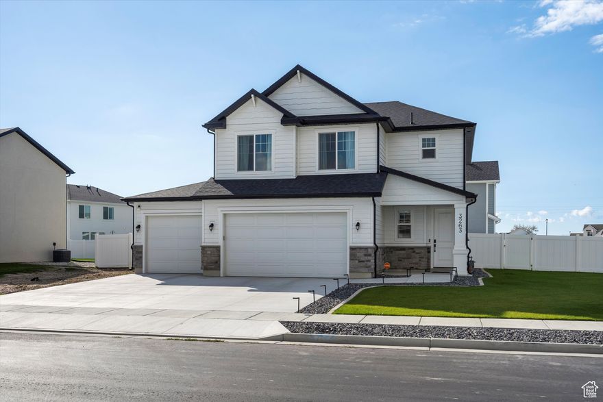 Welcome to this beautifully upgraded home nestled in a quiet neighborhood with sweeping mountain views. Built just two years ago, this property feels brand new-enhanced by thoughtful design-center upgrades including quartz countertops, LVP flooring, and a spacious three-car garage. The large primary suite offers a peaceful retreat, complete with a stunning ensuite bathroom and generous walk-in closet. Outside, the fully fenced backyard provides privacy and unobstructed mountain views that truly elevate everyday living. Schedule your showing today!