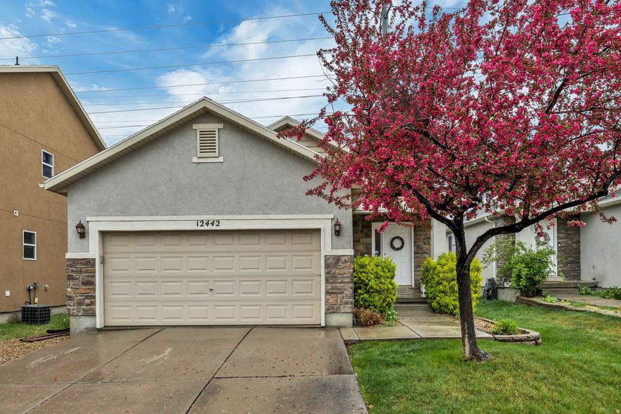 Charming 4-bedroom, 2-bathroom rambler in a desirable Herriman neighborhood! This single-level home features a functional open layout with a bright kitchen, spacious living area, and plenty of natural light throughout. The primary suite includes a private en-suite bath, while three additional bedrooms offer flexibility for family, guests, or a home office. THIS HOME ALSO OFFERS PAID OFF SOLAR THAT HAS RESULTED IN A $12/MONTH POWER BILL FOR THE CURRENT OWNERS REGARDLESS OF SEASON!! Enjoy a generous yard perfect for relaxing or entertaining. All conveniently located near parks, schools, shopping, and outdoor recreation. A great opportunity for comfortable, easy living! All information provided as a courtesy only. Buyer to verify all information.