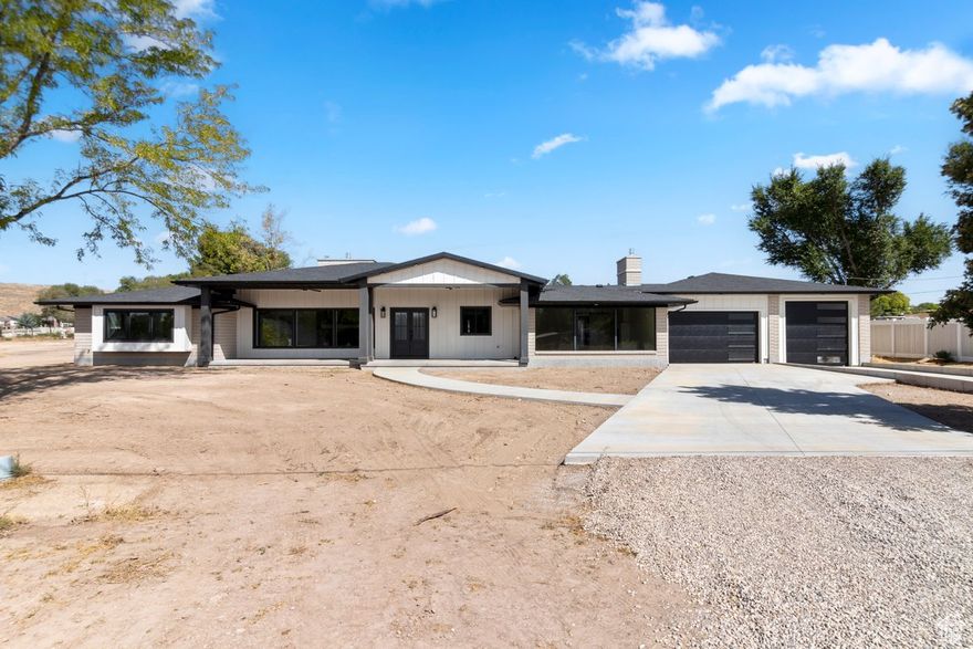 Modern farmhouse charm meets complete renovation in this stunning 4,700 sq. ft. brick home on .84 acres in the heart of Gunnison! Stripped to the bones and rebuilt with care, this home offers the best of both worlds-like buying brand new while enjoying the timeless appeal of an all-brick exterior. Inside, soaring vaulted ceilings, full-length windows, fireplaces, and beautiful light fixtures create a warm and inviting atmosphere. The custom kitchen features oak and white soft-close cabinetry, stylish finishes, and a spacious layout perfect for entertaining. The spa-like primary suite includes a soaking tub and walk-in shower, while a fully finished ADU apartment downstairs provides flexible living options. Every detail has been updated-brand new furnace and A/C system, black windows, LVP flooring with new subfloor, new concrete driveway, new interior and exterior doors, and new garage doors. Outside, enjoy mature trees and a huge shop in back for projects, storage, or hobbies. This home is the perfect blend of modern updates and classic farmhouse character-don't miss this one!   Square footage figures are provided as a courtesy estimate only and were obtained from county records.  Buyer is advised to obtain an independent measurement.