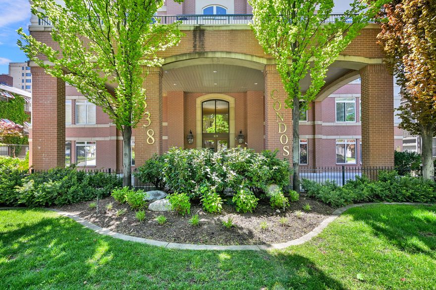 How lucky to find a downtown condo, on the renowned tree-lined South Temple, with views from the balcony of the city and sunsets, and for this price! Top-floor, large 1-bedroom unit.  Layout and building feel like a luxury hotel. High ceilings, stainless appliances, spacious living room, both bar and semi-formal dining, in-unit laundry. Ease of living with thoughtful HOA amenities, including controlled entry, covered assigned parking in garage, elevators, cable TV, garbage chute, storage locker in the garage, secure mail area, and a newer security system in the building. Plus a small gym, event space on the main level, and a balcony on the 3rd floor overlooking South Temple, for owners' use. Incredible location: blocks from the University of Utah, Downtown Salt Lake City, City Creek, the Avenues, Memory Grove, and so many other desirable destinations. Handy, close by access to public transportation, shops, restaurants, hospitals, and services.