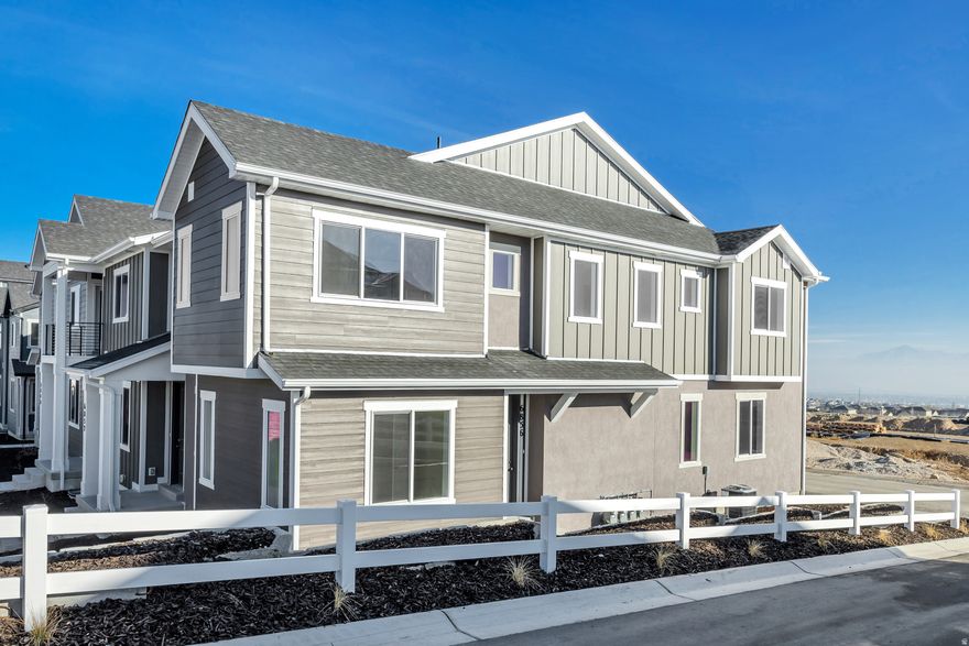 Our Lincoln floorplan features 3 bedrooms, 2 bathrooms, double sink in the primary bathroom, an unfinished basement, 8' 2 car garage, 1 section of railing, stainless steel appliances including, gas range, microwave & dishwasher, community pool, lazy river, pickleball courts & playground.