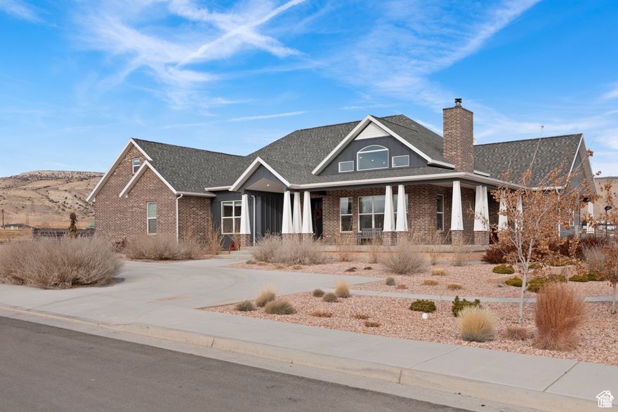 This thoughtfully designed home boasts soaring ceilings, oversized windows that bathe the interior in natural light, and an open layout perfect for everyday living or entertaining. The stunning kitchen features granite countertops, rich cabinetry, and a spacious island, creating a warm and modern heart of the home.  Step outside to a fully loaded backyard retreat where you'll find an in-ground pool, bubbling hot tub, and a full-size sport court-all set against a backdrop of open skies and scenic mountain views.   A spacious 3-car garage with durable epoxy-coated floors offers plenty of room for vehicles and storage. Located in a peaceful, well-kept neighborhood.