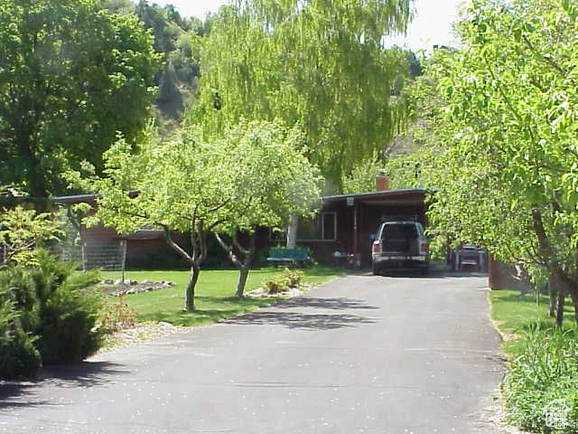 Hear the Logan River from the bedroom. Very private setting. Four bedrooms, 1.75 baths, nice kitchen and large sunroom. Outdoor stove area and barbeque on a covered patio. Large shade trees and lots of fruit trees. Several storage sheds. A very unique property.