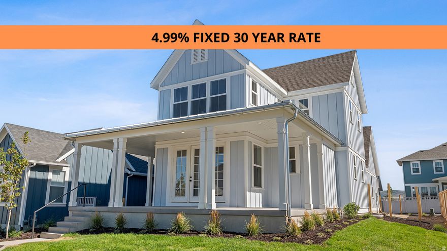 4.99% FIXED 30 YEAR RATE! Act Quick! Quick move in London plan in coveted Daybreak community! Offering a lender incentive if you chose to use our preferred lender. This beautiful home on a corner lot in Daybreak featuring 3 bedrooms, 2.5 bathrooms, a spacious chef's kitchen, open-concept living and dining area, and a separate den. The family room offers a cozy fireplace, and the primary suite includes a walk-in shower and generous closet space. Enjoy outdoor living with a private side patio and large side yard. Includes a rare 3-car garage and is conveniently located near parks, schools, and all the amenities Daybreak has to offer.