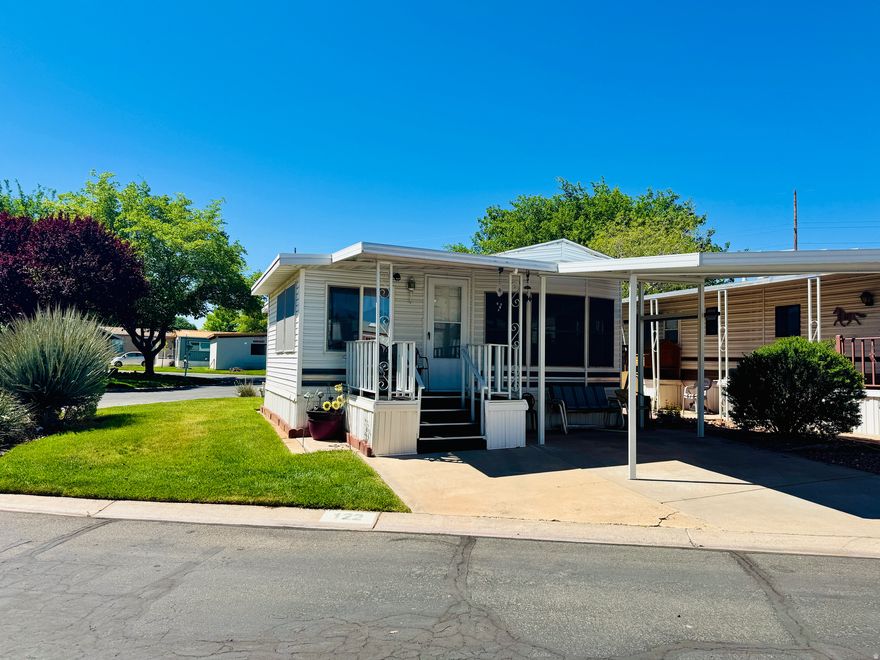 Rare find in Worldwide Sun Resort! This furnished 1 bed, 1.5 bath home sits on a desirable corner lot filled with natural light and offers a flexible layout with two living areas plus a separate office space--perfect for relaxing or working from home. Enjoy peace of mind with a roof just 2 years old and newer HVAC, along with a never-used stove. The main bathroom features a step-in shower for easy accessibility. Outside, you'll love the large shed for extra storage. Located in a sought-after 55+ community, residents enjoy access to a clubhouse, pool, fitness center, and more--all with an affordable HOA. Low-maintenance, move-in ready, and full of charm--this one stands out. Buyer to verify all information.