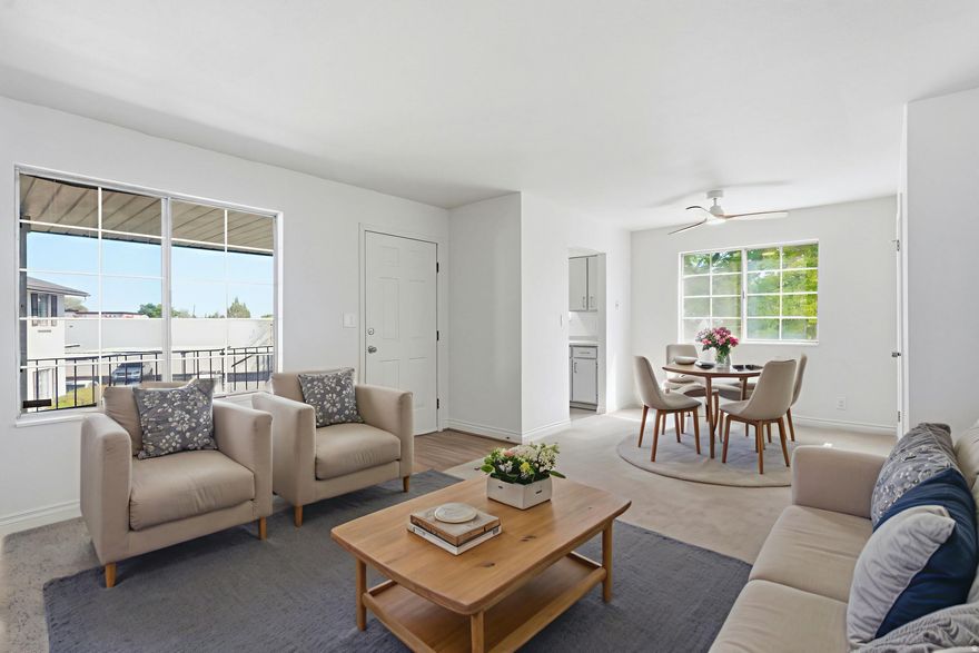 GET A LOWER INTEREST RATE - SELLER IS OFFERING a 2:1 BUYDOWN or $5,000 toward CLOSING COSTS when you use our preferred lender ...***...     Beautifully UPDATED CONDO in a desirable location!!!    The home has BRAND NEW FLOORING and PAINT throughout.    You'll love the OPEN LAYOUT with big windows bringing in NATURAL LIGHT, the spacious bedrooms, as well as the convenience of having a LAUNDRY ROOM inside the unit.     The BALCONY is a perfect place for morning or evening relaxation.   The HOA is wonderful. They cover the maintenance of the ROOF and common areas, as well as Water, Sewer, Trash, Internet, and Cable, so you don't have to worry about those costs.    The community also has a POOL.   This is the perfect home for First-Time Home Buyers, Investors, or anyone looking to downsize.    LOCATION is unbeatable!    You're just minutes from VALLEY FAIR MALL for all your shopping, dining, and entertainment needs.    Just 8 minutes from SALT LAKE COMMUNITY COLLEGE.   14 minutes to DOWNTOWN SALT LAKE.   And 18 minutes to the UNIVERSITY OF UTAH.     This is the home you've been looking for - come see it today!   Information and measurements are provided as a courtesy, photos are virtually staged. Buyer is advised to see the home in person and obtain their own measurements and verify all information.