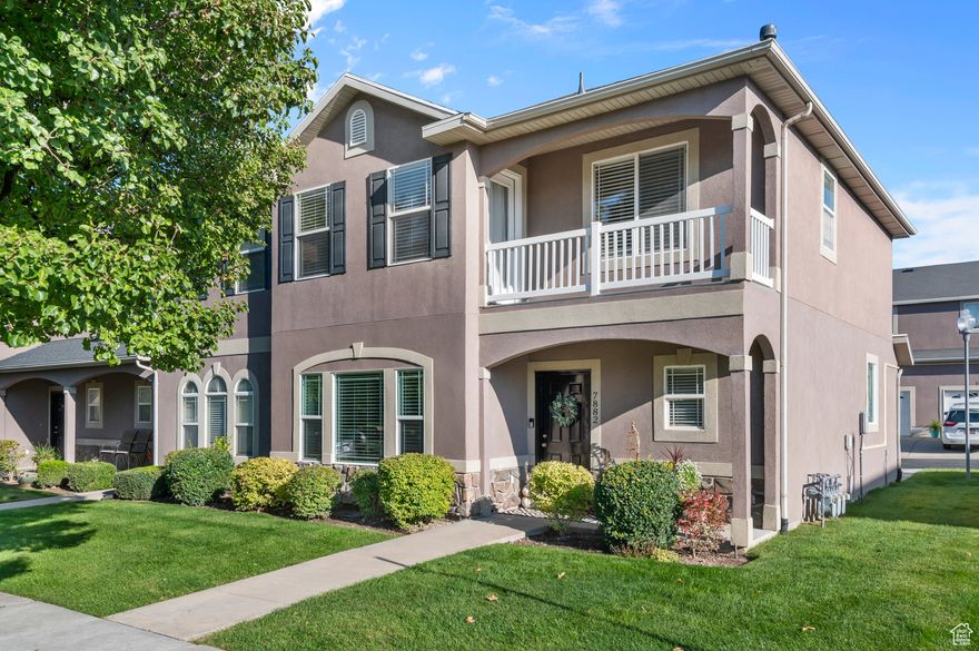 Modern and move-in ready, this updated row-end townhome is perfectly situated in the heart of West Jordan-just minutes from shopping, dining and entertainment at Jordan Landing. The main level features a spacious living area and a bright kitchen with granite countertops, a subway tile backsplash, and a dining area-all complemented by polished concrete flooring throughout. Upstairs, you'll find a dreamy primary suite with a walkout balcony, comfortable guest bedrooms, upgraded bathrooms, and LVP flooring for a fresh and functional layout. Step outside to a cozy back patio-your own little outdoor oasis. Located in a quiet, well-kept community, this home offers both comfort and convenience. Enjoy easy access to Bangerter Highway and Mountain View Corridor, making commuting anywhere in the Salt Lake Valley effortless. Schedule your showing today! *** No showings until after the open houses on 10/11 and 10/12***