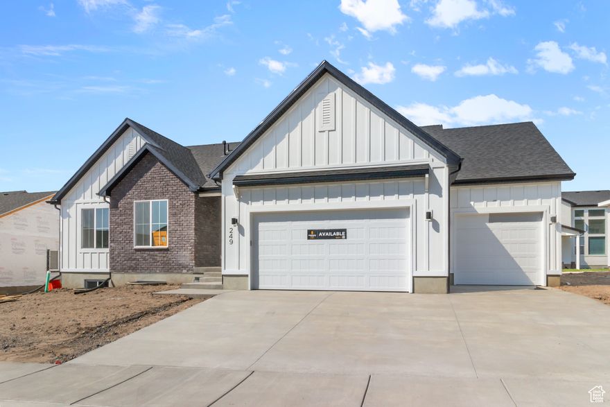 Beautiful new rambler coming soon! This thoughtfully designed home features 3 bedrooms, 2 bathrooms, and a spacious 3-car garage, offering plenty of room for both living and storage. The open floor plan creates a welcoming space for gathering, while the unfinished basement provides endless possibilities to grow and customize. The home will be built on a West facing lot, offering beautiful views! Front yard sprinklers and landscaping included in the price of the home! Estimated completion by the end of the year-don't miss the opportunity to make this home yours!