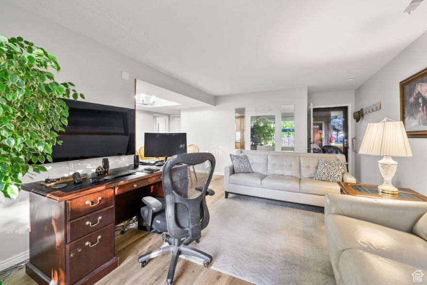 WELCOME HOME! Beautifully maintained 2 bed, 2 bath condo in a friendly 50+ community with a pool and stunning mountain views-including Ben Lomond. This main-floor unit offers an updated kitchen & bathroom with Quartz counter tops, private patio for BBQ and enjoying the sunset. The spacious primary suite features triple closets, and an oversized vanity. The second bedroom works great as a guest room, office, or craft space. Additional storage in the furnace room. Located near a fire station, North Shore Aquatic Center, Smith's grocery, and The Barn Golf Course for easy everyday living. HOA includes most utilities-just pay electric. This is one of the best units in the complex, offering comfort, convenience, and a low-maintenance lifestyle. Plus RV/Trailer parking on site for small yearly fee if available.