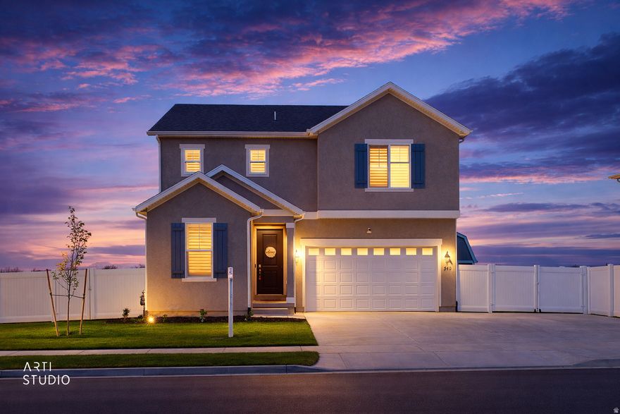 Better than new! Welcome to this beautifully upgraded 5-bedroom, 3-bath, two-story home that stands apart from the rest, offering numerous improvements and no backyard neighbors; enjoy peaceful, unobstructed views stretching for miles across a natural landscape. Upgrades include double ovens, a gas range, plantation shutters, a tankless water heater for instant hot water, quartz countertops, a Trex composite deck, a Vivint home security system, and a newly added 12' x 16' Tuff Shed with a loft for premium storage. The open-concept Moonstone floor plan features a spacious main level where the great room flows into an inviting kitchen with a large center island, perfect for entertaining large gatherings and holiday parties. The main floor also includes a bedroom and full bathroom, ideal for guests, a home office, or multi-generational main-level living. Upstairs, you'll find an open living area for a second family room, four additional bedrooms, and a convenient laundry room. The primary suite features dual quartz vanities, a luxurious shower, and a generously sized walk-in closet. Outside, the fully fenced backyard provides privacy, along with breathtaking wilderness views, with no plans to build on state-owned land. An RV pad offers dedicated space for recreational vehicles, toys, trailers, and additional parking. This home is move-in ready and located in a highly desirable neighborhood. Stansbury Park offers a wonderful community lifestyle, featuring a beautiful 18-hole golf course and access to Stansbury Lake, the "jewel of the community" - spanning 110 acres for fishing, non-motorized boating, kayaking, paddleboarding, and swimming. Parks, trails, and sports fields provide abundant opportunities for recreation, and outdoor trail access in the Oquirrh Mountains is just minutes away.