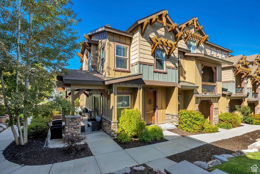 Experience the perfect blend of privacy, comfort, and convenience in this beautifully designed 3-bedroom, 2.5-bath end-unit townhome. Featuring an open-concept layout with luxury vinyl floors on main level which is ideal for both everyday living and entertaining. The gourmet kitchen is appointed with granite countertops, a gas range, and seamless flow into the inviting living room with a cozy gas fireplace. Step outside to your private shaded patio-perfect for summer barbecues or relaxing evenings. The 2-car garage offers generous storage, while the end-unit location enhances natural light and privacy. Upstairs, the spacious primary suite includes a walk-in closet, blackout shades, dual vanity, large shower, and soaking tub. The 2nd bedroom enjoys a walk-in closet, while the 3rd bedroom-filled with natural light-makes an excellent guest room or home office. Modern upgrades and thoughtful details include LED lighting, a tankless water heater, and custom window treatments. In 2024 HOA improved roof with Grace Ice Shield for superior protection. Stainless Steel Appliances have been well maintained. Garage equipped with an electric car charging outlet. This pet-friendly community offers resort-style amenities, including a clubhouseiwith pool, hot tub, fitness center, and theater, along with regular HOA events. Outdoor enthusiasts will love the direct access to sienic trails, proximity toeJordanelle Reservoir, and easy reach of Deer Valley, Park City, Heber, and Salt Lake City. Don't miss this rare opportunity to own a stylish, well-maintained townhome that combines luxury living with Utah's premier outdoor lifestyle.