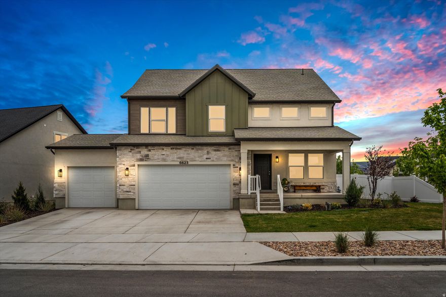 Like New 4 bedroom home in Herriman's King's Canyon community featuring an open-concept layout, soaring ceilings, and a extremely  spacious 3-car garage. The kitchen offers quartz countertops, oversized island, spacious pantry, and upgraded finishes throughout. Spacious primary suite with a spa inspired bath and walk-in closet. Recently added sod, mountain views, and convenient access to Mountain View Village, JL Sorenson Rec Center, trails, dining, and Mountain View Corridor. If square footage or acreage are of material concern to buyer, buyer is responsible to verify all to buyer's satisfaction.
