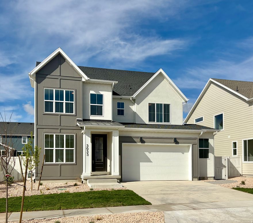 The Northstar is a grand two-story home offering modern luxury and versatility, perfect for families needing extra space. The main floor features a sprawling open-concept layout seamlessly connecting the kitchen, dining area, living room, and a spacious patio, complemented by a large mudroom off the garage for added storage. Upstairs, four spacious bedrooms, each with a walk-in closet, provide private retreats, including a tranquil primary suite with a lavish ensuite bathroom. Premium finishes and thoughtful details throughout make the Northstar the pinnacle of modern living. This is your chance to live in the home that won the 2025 Utah Valley Parade of Homes Judges' Choice award. This amazing home is located in Firefly, the master-planned community built specifically for kids to live life unplugged. Stop fighting over screen time and start reconnecting in an environment engineered to encourage play. Firefly isn't just a neighborhood, it's a 350+ acre network of parks, trails, and amenities designed to inspire adventure and activity. The day you move in, your kids will be enjoying the skate and wheels park, the bike pump track, the downhill mountain bike course, pickleball and basketball courts, neighborhood playgrounds, and miles of trails. Is your child shy? Firefly has the region's only full-time Activities Director curating weekly activities and events for all ages, encouraging families and neighbors to connect in nature. Located in Eagle Mountain, Firefly is an easy commute to the Silicon Slopes, with close proximity to shopping and entertainment. Just 40 miles south of Salt Lake City and 30 miles north of Provo, it's one of Utah County's fastest-growing cities. Book a tour of this beautiful Candlelight home, explore all the amenities, and see for yourself why Firefly is the best place in Utah to raise your kids.