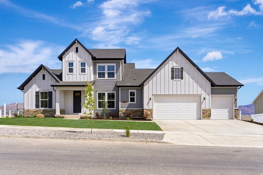 Welcome to The Rivershore plan in Brixton Park; a striking home plan that has breathtaking curb appeal. This home features a main floor primary bedroom, and incredible entertaining space from a dining room that can accommodate a 12-setting table, to an extra large living room with a cozy fireplace. The primary bathroom is designed with an incredible walk-in shower, and a closet fit for his and hers' dreams. Upstairs are large secondary bedrooms and an unfinished basement with a 9ft ceiling that has space for 2 more bedrooms, a gym/media room and great storage space! 9ft ceilings on all 3 floors and a homesite that does not have a backyard neighbor and incredible views of Mt. Timpanogos and the nearby Temple.  Preferred Lender financing incentives available, call agent for more details.