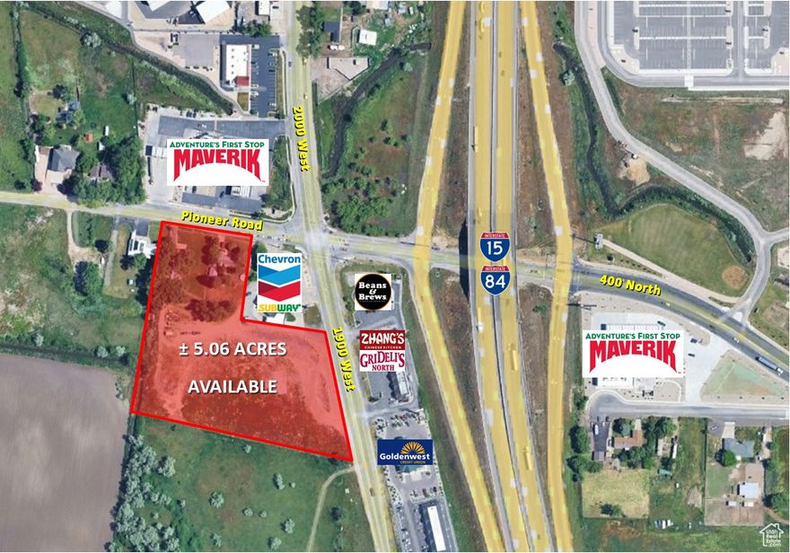 *LEASE RATE NEGOTIABLE* Commercial Development Opportunity! Up to 5.06 Acres Available. Zoned Marriott-Slaterville City C-2P. Located just west of Freeway Exit #346 at 400 North with frontage on both 2000 West and Pioneer Road. Ideal location for fast food, retail, or community commercial. Signalized corner with dedicated turn lanes. Neighbored by local & national retail and commercial/industrial companies including Chevron, Subway, Maverik, and Beans & Brews. Offering includes Tax #s 15-030-0036, 15-030-0037, 15-030-0035, & 15-030-0140.