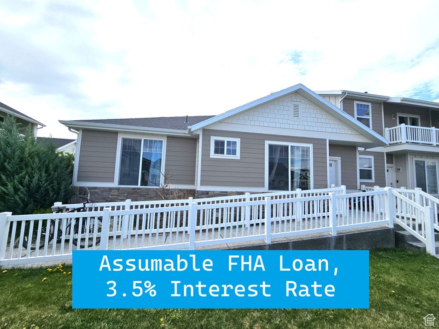 ***3.5% ASSUMABLE FHA LOAN***Beautifully Maintained & Ready to Move In! This charming 4-bedroom townhome in the heart of Eagle Mountain offers a spacious main floor, a nearly finished basement with rough plumbing for a full bath, and a ramp for easy wheelchair access. Enjoy peaceful living with parks, schools, and amenities just minutes away. Comfort, space, and convenience-all in one place! Square footage figures are provided as a courtesy estimate only and were obtained from county records. Buyer is advised to obtain an independent measurement.