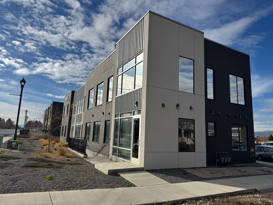 Excellent Open Modern Office space with open exposed ceilings, lots of glass, and fresh and new.  Convenient and close access to I-15, State Street, public transportation, restaurants, and shopping. High end finishes. 4 larger offices, 1 small office, excellent break room, ensuite bathroom, and lots of open space for desks, tables, cubes, and more. Call for your private Tour.  Available immediately