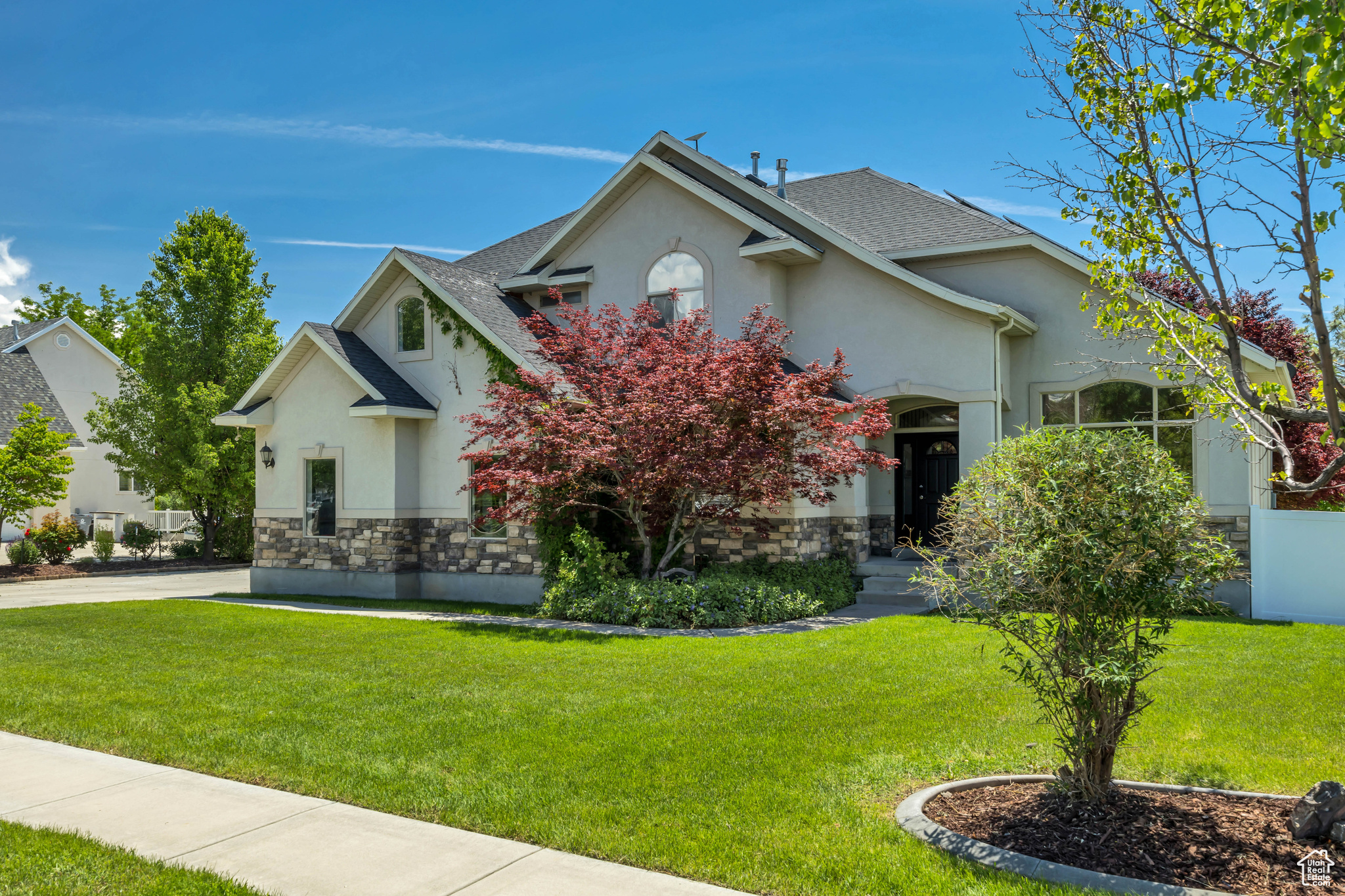 Reduced price plus $15,000 buyer incentive with offer received by October 16th! Amazing location at the edge of American Fork & Highland, close to Timpanogos Temple and not far from the beautiful American Fork Canyon! Corner lot at the end of a cul-de-sac. Fenced flat yard, mature trees, amazing blackberry bush, covered deck & hot tub! Oversized 3 car garage with RV parking & electric car charger. Vaulted ceilings with large windows on main floor. Office, formal living, formal dining, updated kitchen, dining nook, great room, entry and half bath all on main floor. Upstairs owner suite is 1 of 4 bedrooms and 2 full baths. 2 bonus rooms off bedrooms offer amazing flex space for reading/play/exercise/craft/hobby room space! Solar panels included to keep your utilities low. Mother In Law basement apartment with separate entrance is perfect for parents or children that would benefit from having their own space or keep it for yourself! Basement features 2 bedrooms, an office/flex room, full bath, full kitchen, dining, family room, and stacker laundry. Move in ready! Only 2 hour notice required for showings, call today!