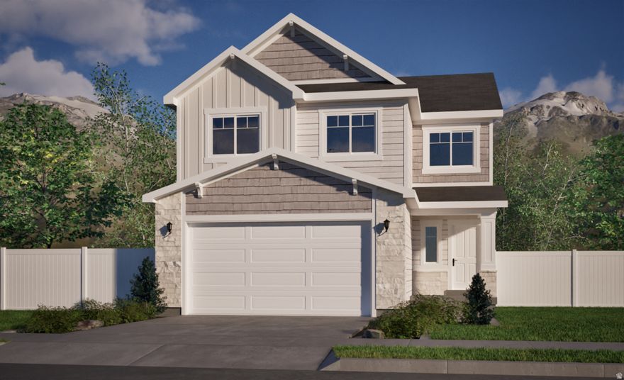Brand new construction by Revere Homes! This impressive Honeycrisp plan offers 2,633 sq ft with 4 bedrooms and 2.5 baths in a highly convenient Eagle Mountain location just steps from the new Walmart, shopping, dining, and everyday amenities. The open-concept two-story layout features spacious living areas, generously sized bedrooms, and stylish modern finishes throughout. A standout feature is the unfinished basement, already plumbed for an ADU and complete with a separate exterior entrance-providing incredible potential for a future rental unit, multigenerational living space, or private guest suite. Finish it to suit your needs and create instant added value and flexibility. Enjoy the freedom of no HOA and take advantage of a 3% incentive when closing with our preferred  lender. New construction, income potential, and unbeatable convenience all in one home!