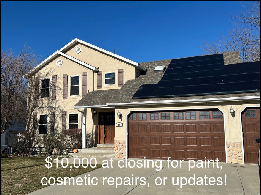 ***$10,000 paint / cosmetic repair / upgrade allowance at closing!*** With so many upgrades and owner investments, there isn't much you'll have to do or worry about. This lovely custom home on a .22 acre large corner lot with mature trees has many recent upgrades, most notably, a gorgeous, well-planned kitchen. A newer roof (2017, $10,000), new windows (2019, $20,000), newer HVAC, a tankless water heater, and a new central vacuum add value and stress-free living. The main floor boasts a flex room with custom-built-in cabinets, useful for a formal area or office. The new kitchen holds a large island, laminum countertops, recessed lighting, and new white cabinets with sliders and dividers to create customized organization, as well as a walk-in pantry with a vintage door. The spacious eating area, featuring a bay window seat, leads to a vaulted, sunken family room with custom wainscoting and opens onto the pergola-covered Trex deck. The main level has a built-in sound system, new recessed lighting, and a remodeled half bath with penny tile. On the upper level is a vaulted primary bedroom and en-suite bathroom with a jetted tub, along with three bedrooms, one of them being large enough for a game room! The laundry room on the upper level sits across from the full bathroom. Skylights in the bathroom and laundry room allow for natural light. The lower level has a nice family room, 3/4 bathroom, and a tiled room that can be used as an office or bedroom. Glass french doors lead to a multi-purpose room equipped with a full sink, countertops, and cabinets. The room was used for a craft room and can easily be used as a kitchen by adding a small fridge and using an air fryer or microwave. The fully fenced yard holds a shed and mature trees visible from the covered deck. A large shed will remain for your use. Solar panels, with $34,000 remaining, will be paid off before settlement!  The three-car garage has lots of space for storage. EV charger is excluded. The back yard sheds and chicken coop will remain.  The three-car garage features ample built-in storage, a workbench, and a window and door that lead to the backyard. The owners wish to sell the home as-is, meaning minor cosmetic flaws will not be repaired. The home is empty and ready for you to move in!  Included in the sale are two bins of custom Christmas lights in the garage with a map laying out how to install them.  Square footage figures are provided as a courtesy estimate only and were obtained from county records. Buyer is advised to obtain an independent measurement. Make an offer! All reasonable offers will be considered.