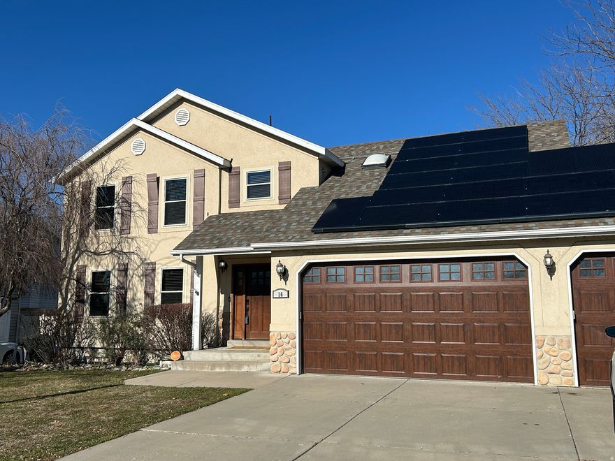 ***OPEN HOUSE SATURDAY 1/10 from 1-3pm*** This lovely home on a .22 acre large corner lot with mature trees has many recent upgrades, most notably a gorgeous, well-planned kitchen, newer roof (2017, $10,000), new windows (2019, $20,000), newer HVAC, tankless water heater, and new central vac.   The main floor boasts a flex room with built-in cabinets, useful for a formal area or office. The new kitchen holds a large island, laminum countertops, recessed lighting, and new white cabinets with sliders and dividers to create custom organization, as well as a walk-in pantry with a vintage door. The spacious eating area with a bay window seat leads to a vaulted, sunken family room with custom wainscoting and opens to the pergola-covered Trex deck. The main level has a built-in sound system and new recessed lighting and a remodeled half bath.   On the upper level is a vaulted primary bedroom and en-suite bathroom with a jetted tub, along with three bedrooms, one of them being large enough for a game room! The laundry room on the upper level sits across from the full bathroom. Skylights in the bathroom and laundry room allow for natural light.   The lower level has a nice family room, 3/4 bathroom, and a tiled room that can be used as an office or bedroom. French doors lead to a multi-purpose room equipped with a full sink, countertops, and cabinets. The room was used for a craft room and can easily be used as a kitchen by adding a small fridge and using an air fryer or microwave. The fully fenced yard holds a shed and mature trees visible from the covered deck. A large shed will remain for your use. Solar panels, with $34,000 remaining, will be paid off prior to settlement!  The three-car garage has lots of space for storage. EV charger is excluded. The back yard sheds and chicken coop will remain.   The three-car garage has lots of built-in storage and a workbench, window, and door to the back yard.  The owners wish to sell the home as-is, meaning minor cosmetic flaws will not be repaired. The home is empty and ready for you to move in!  Included in the sale are two bins of custom Christmas lights in the garage with a map laying out how to install them.    Square footage figures are provided as a courtesy estimate only and were obtained from county records. Buyer is advised to obtain an independent measurement.