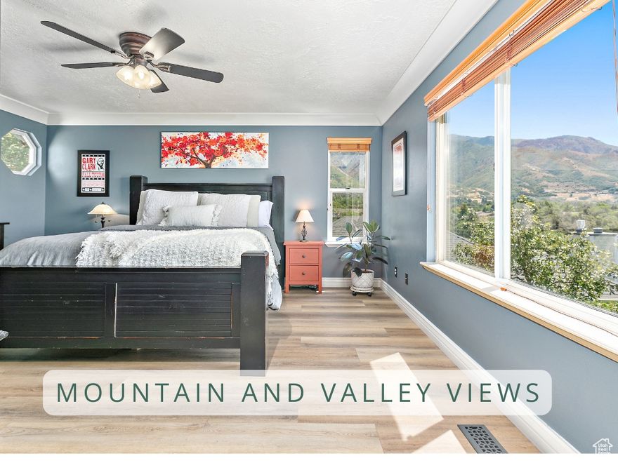 This home combines smart living with everyday comfort in a location that's hard to beat. Save on utilities with cost-efficient solar panels, secondary irrigation water, and water-wise landscaping, while enjoying the reliability of high-speed fiber internet and quick access to I-89 and Antelope Drive. The main floor features elegant plantation shutters, a modern gas range, and all appliances included, plus two walk-out decks that make indoor and outdoor living easy. Tucked down a private road to a  cul-de-sac, the secluded yard with mature trees provides both shade and privacy. Upstairs you'll find four spacious bedrooms, a spa-style bathroom with a waterfall shower head and jetted tub, and practical details like a laundry chute and built-in central vacuum system. The walk-out basement offers direct access to tiered terraces and room to create a future ADU or mother-in-law apartment, giving you flexible options for guests, rental income, or multi-generational living.