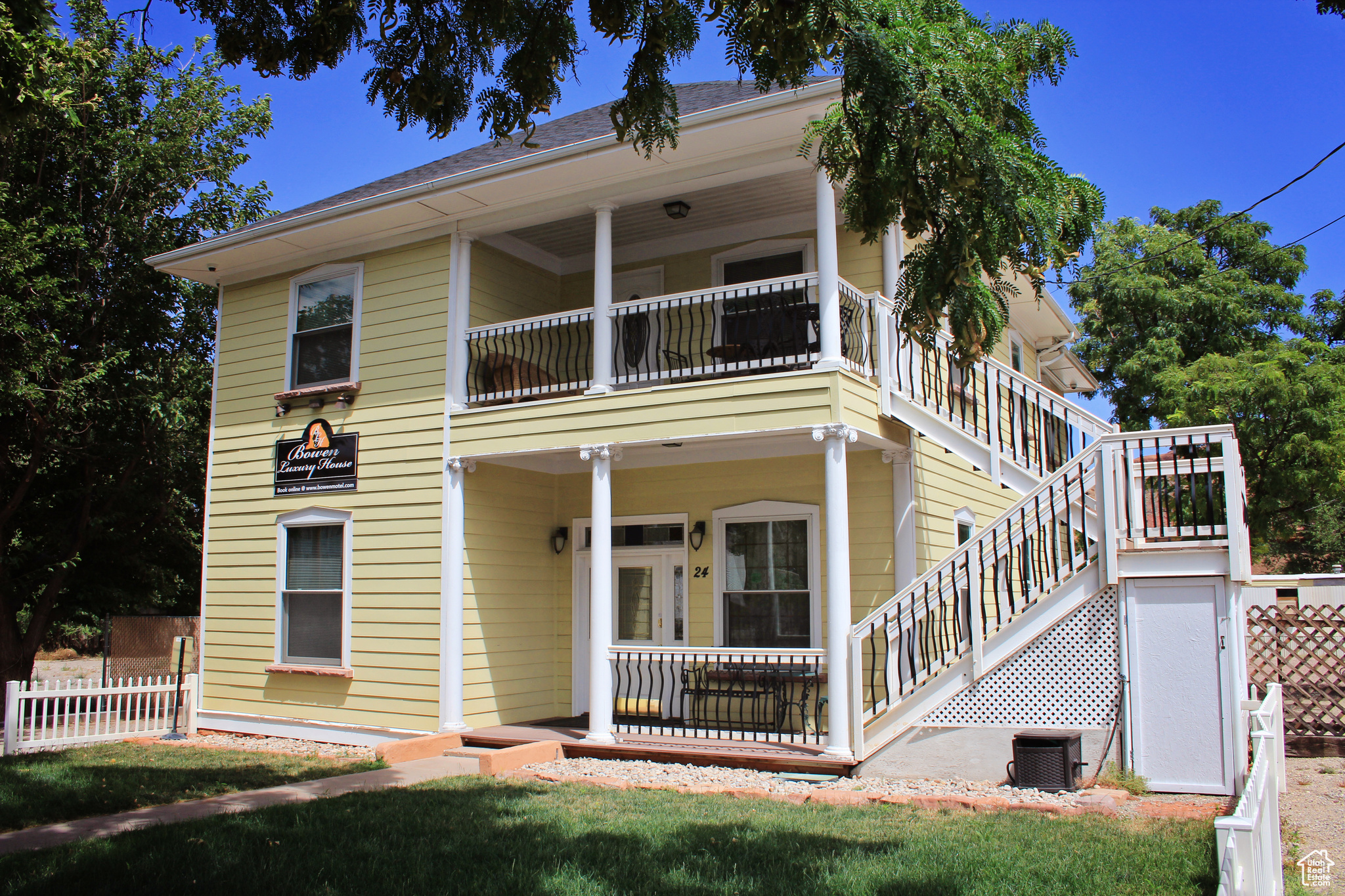 Located in the heart of downtown Moab, The Bowen Luxury House presents a unique opportunity to own a fully operational overnight rental property with additional development potential. This charming 5-bedroom, 5-bathroom home operates as a whole-house vacation rental and is ideally zoned (C-3) for commercial uses, just steps from Main Street and Moab's most visited attractions. The home features five bedrooms, all with en-suite bathrooms, a full kitchen, and an inviting layout across two stories and is offered fully furnished. While the lot offers a bonus of approximately 0.30 acres of excess land at the rear of the house-offering ample opportunity or a redevelopment project in line with the commercial zoning. On-site parking, utility access, and minimal landscaping add to the ease of operations. Don't miss this rare opportunity to own a piece of Moab's thriving hospitality scene with room to grow. Listing is also posted to the commercial MLS # 2092090