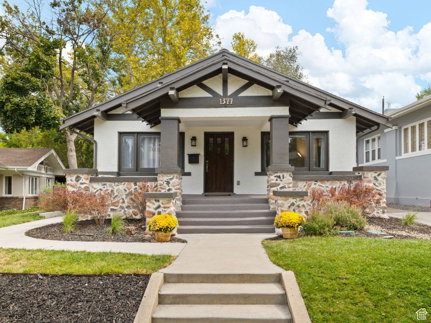 Nestled in a prime location within walking distance to the University of Utah, this timeless 4-bedroom craftsman bungalow blends historic charm with updated everyday convenience. Enjoy the beautifully simple stained-glass windows, hand-crafted doors, and gorgeous wood floors.  This home has so much to offer *multiple gathering spaces *home office *craft/hobby room options *cozy gas fireplace with original built-ins *spacious great room *primary bedroom with en-suite bath *separate tub and shower *walk-in closet *main floor laundry *heated sunroom and primary bathroom floors *multiple storage area options *basement entrance offering mother-in-law potential. Outside features include *freshly renovated exterior *covered front porch *composite backyard deck *walk-out patio *private yard *nectarine tree and grape vines *gate to backyard walkway *2-car detached garage. Located in the prestigious Federal Heights neighborhood with easy access to University of Utah, Primary Children's Hospital, Huntsman Cancer Institute, outdoor recreation opportunities, Red Butte Gardens, Hogle Zoo, local parks, dining, shopping and downtown entertainment. This is the place! Schedule your tour today.