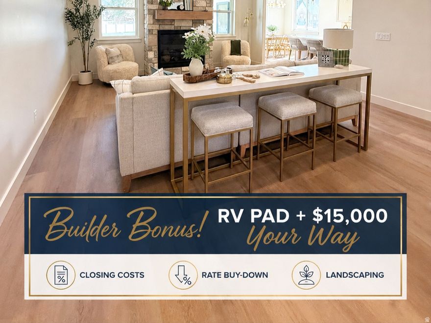 Builder incentive available! Enjoy a completed RV pad plus a $15,000 credit that can be used toward closing costs, interest rate buy-down, or customized landscaping. A great opportunity to personalize your outdoor space while maximizing savings on your new home! Stunning brand-new two-story home located in a desirable South Weber neighborhood. This thoughtfully designed home features a spacious primary suite on the main level, with three additional bedrooms upstairs. The fully finished basement is set up as a mother-in-law apartment with a separate entrance, offering great flexibility and potential for additional income. Modern finishes, functional layout, and quality construction throughout make this home a must-see!