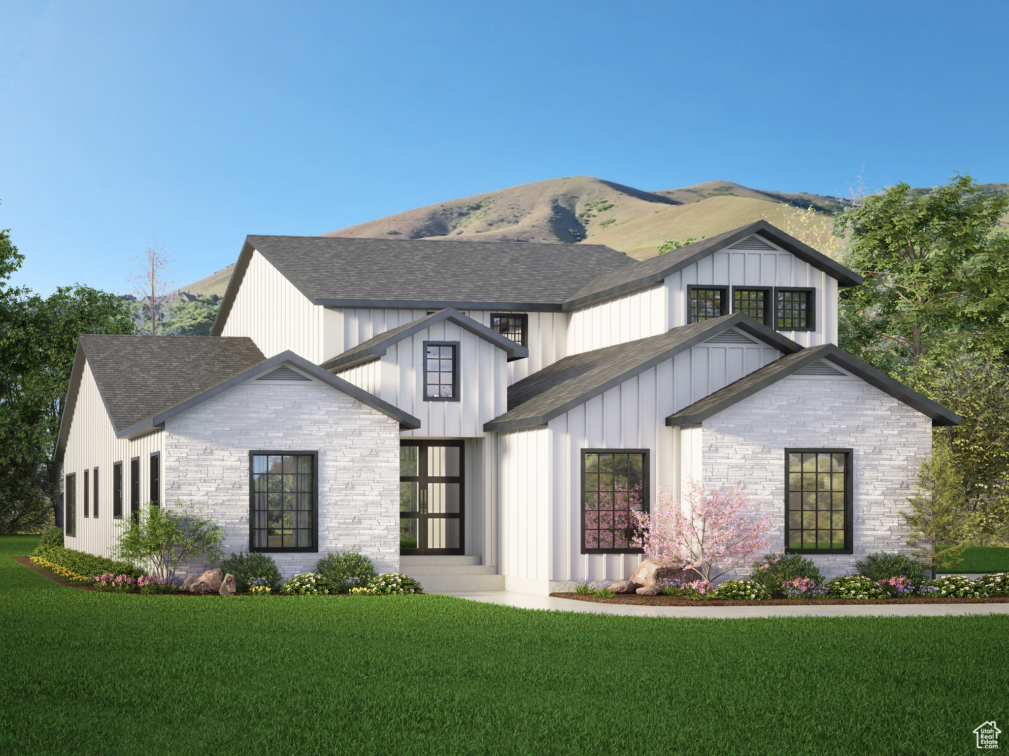 Check out our fully finished 5,600 sqft 2-story home that is being built in the quiet city of Mapleton. Home sits on fully landscaped and fenced .33 acre with breath taking views of the mountains. This 7 bedroom, 4.5 bathroom home offers an open floor plan, large kitchen and dining room. Kitchen is built with custom cabinets, range hood and large island. Quarts counter tops, gas cooktop and custom range hood. 9' ceilings throughout home. Spacious loft overing looking living area. Large master suite with separate tub and shower. Call agent for more details. Photos are examples of this home and may vary from finished product. Floor plans are artist renditions and are subject to change.